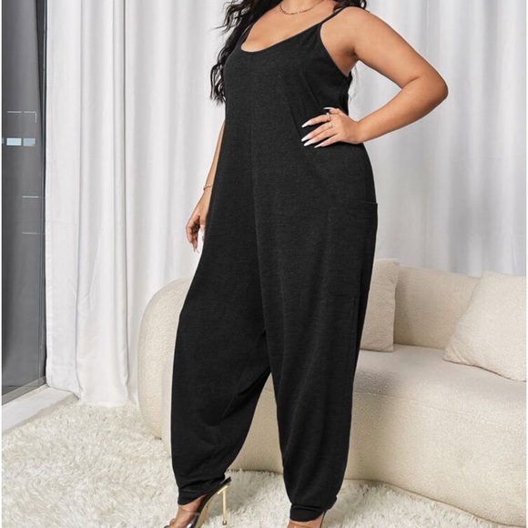 Plus Size Pocket Cami Jumpsuit Black - Picture 5 of 5